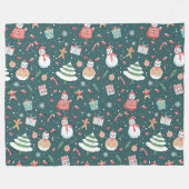 Schattige sneeuwman kerstpatroon fleece deken (Voorkant (Horizontaal))