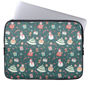 Schattige sneeuwman kerstpatroon laptop sleeve