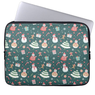 Schattige sneeuwman kerstpatroon laptop sleeve