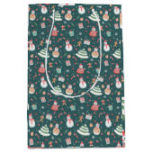 Schattige sneeuwman kerstpatroon medium cadeauzakje (Voorkant)