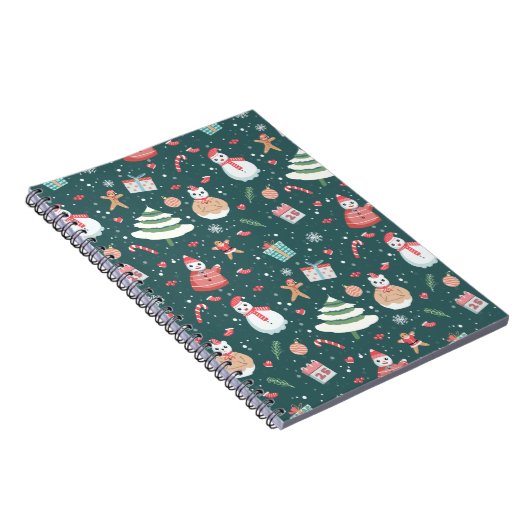 Schattige sneeuwman kerstpatroon notitieboek (Rechterzijde)