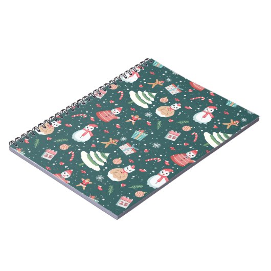 Schattige sneeuwman kerstpatroon notitieboek (Linkerzijde)