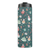 Schattige sneeuwman kerstpatroon thermosbeker (Voorkant)