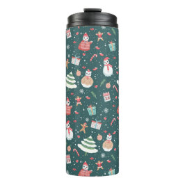 Schattige sneeuwman kerstpatroon thermosbeker