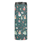 Schattige sneeuwman kerstpatroon thermosbeker (Achterkant)