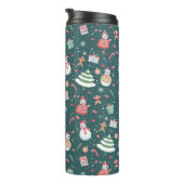 Schattige sneeuwman kerstpatroon thermosbeker (Geroteerd rechts)