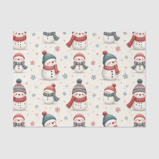 Schattige sneeuwman kerstpatroon tissuepapier (Voorkant)