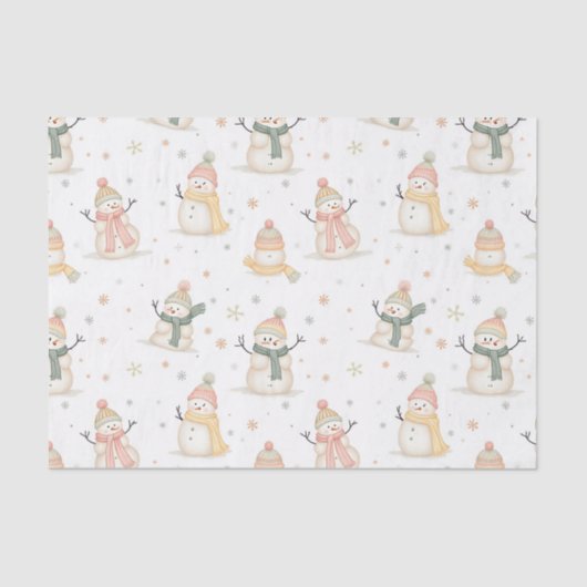 Schattige sneeuwman kerstpatroon tissuepapier (Voorkant)