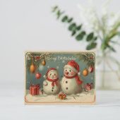 Schattige  Sneeuwman Kerstvakantie Briefkaart (Staand voorkant)