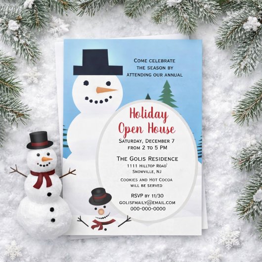 Schattige Sneeuwman Kerstvakantie Open Huis Kaart