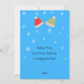 Schattige sneeuwman koppel eerste kerstvakantie feestdagenkaart (Achterkant)