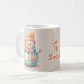 Schattige Sneeuwman Laat het Sneeuwen Koffiemok (Voorkant links)
