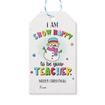 Schattige Sneeuwman Leraar Kerstlabels voor studen