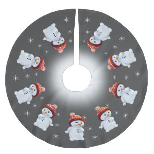 Schattige sneeuwman mandala & sneeuwvlokken op gri kerstboom rok