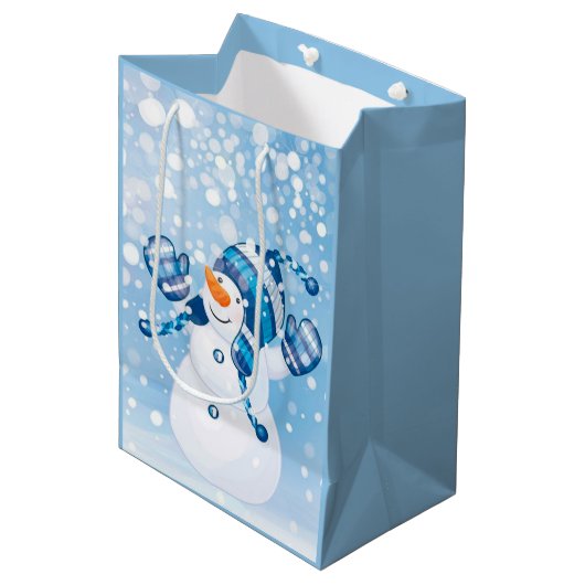 Schattige Sneeuwman  Medium Cadeauzakje (Voorkant Gekanteld)