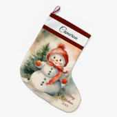 Schattige sneeuwman meisje gepersonaliseerd grote kerstsok (Voorkant (Hangend))