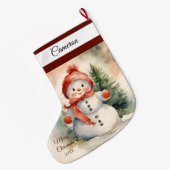Schattige sneeuwman meisje gepersonaliseerd grote kerstsok (Achterkant (Hangend))