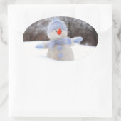 Schattige sneeuwman met blauw sjaal Kerst sticker (Tas)