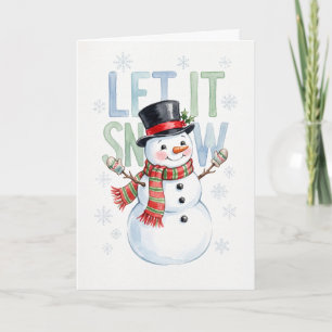 Schattige Sneeuwman met Hoed Kerstmis Sneeuwt Feestdagen Kaart