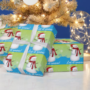 Schattige Sneeuwman met Kerstman Hoed Cadeaupapier