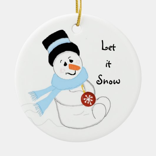 Schattige Sneeuwman met Ornament (Voorkant)