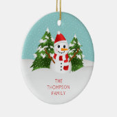 Schattige Sneeuwman Met Personaliseerbare Naam Ker Keramisch Ornament (Rechts)
