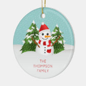 Schattige Sneeuwman Met Personaliseerbare Naam Ker Keramisch Ornament (Links)