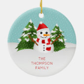 Schattige Sneeuwman Met Personaliseerbare Naam Ker Keramisch Ornament (Achterkant)