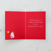 Schattige sneeuwman met vogel kerst kunst feestdagen kaart (Binnen)