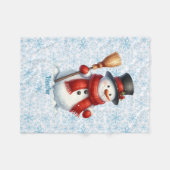 Schattige Sneeuwman Personaliseer Naam Kerstmis Fleece Deken (Voorkant (Horizontaal))