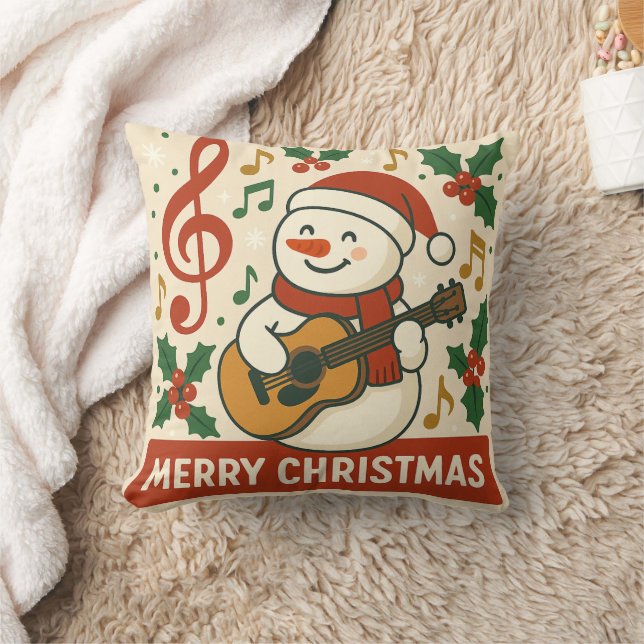 Schattige Sneeuwman Prettig Kerstfeest Kussen (Deken)