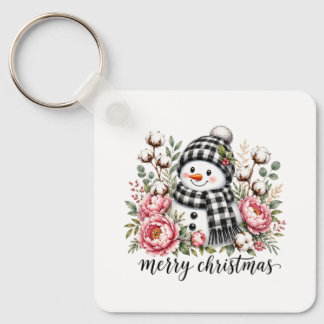 Schattige Sneeuwman Prettig Kerstfeest Sleutelhanger