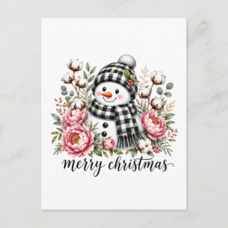 Schattige Sneeuwman Prettig Kerstfeest Uitnodiging Briefkaart