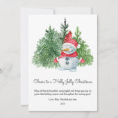 Schattige Sneeuwman Prettig Kerstmis Plat Feestdagenkaart (Voorkant)