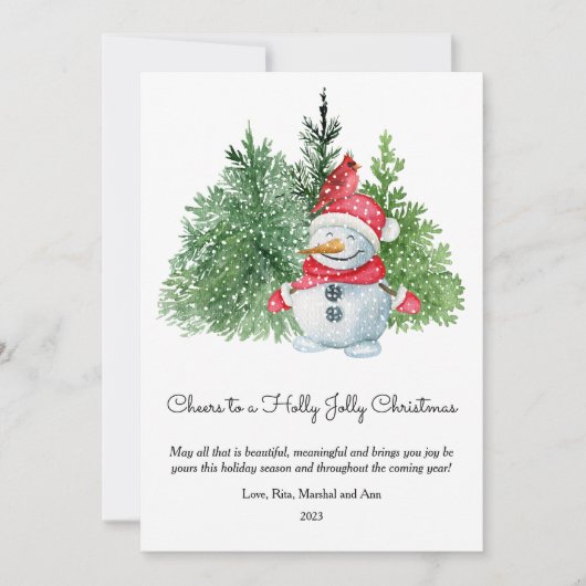 Schattige Sneeuwman Prettig Kerstmis Plat Feestdagenkaart (Voorkant)