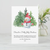 Schattige Sneeuwman Prettig Kerstmis Plat Feestdagenkaart (Staand voorkant)