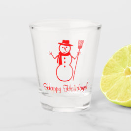 Schattige Sneeuwman Rode Kerst Feestdagen Shot Gla Shot Glas
