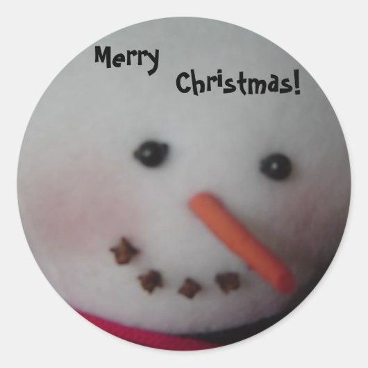 Schattige Sneeuwman Ronde Sticker (Voorkant)