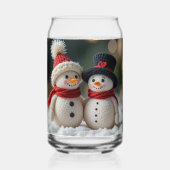 schattige sneeuwman samen blikvorm glas (Voorkant)
