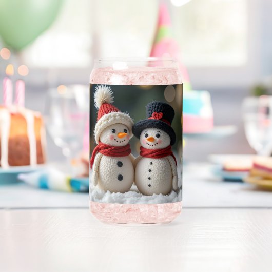 schattige sneeuwman samen blikvorm glas (Insitu (Verjaardag))