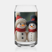 schattige sneeuwman samen blikvorm glas (Achterkant)