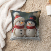 schattige sneeuwman samen kussen (Deken)