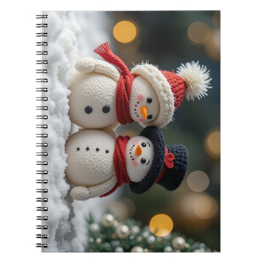 schattige sneeuwman samen notitieboek (Voorkant)