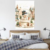 Schattige Sneeuwman Sneeuwbol Canvas Afdruk (Insitu (Slaapkamer))
