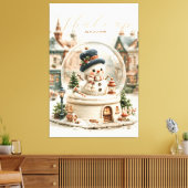 Schattige Sneeuwman Sneeuwbol Canvas Afdruk (Insitu (Woonkamer))