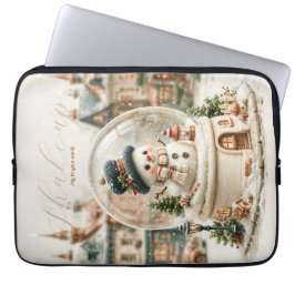 Schattige Sneeuwman Sneeuwbol Laptop Sleeve