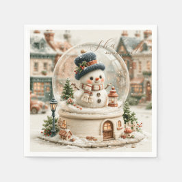 Schattige Sneeuwman Sneeuwbol Servet