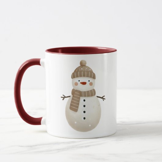 Schattige Sneeuwman Tekening Kerstmis Mok (Links)