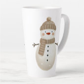 Schattige Sneeuwman Tekening Naam Kerstmis Latte Mok (Rechterhoek)