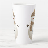 Schattige Sneeuwman Tekening Naam Kerstmis Latte Mok (Voorkant)